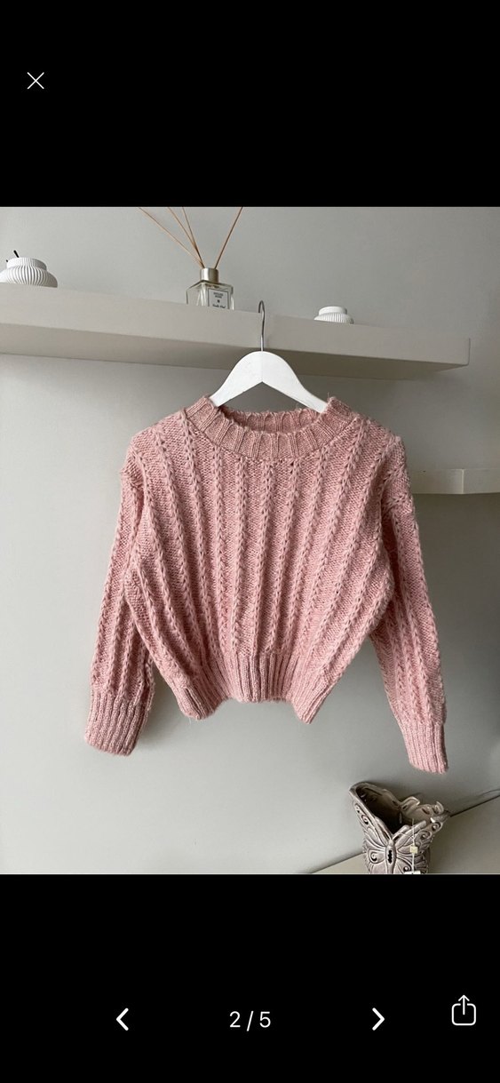 Pembe Örgü Salaş Kadın Kazak - Görsel 3