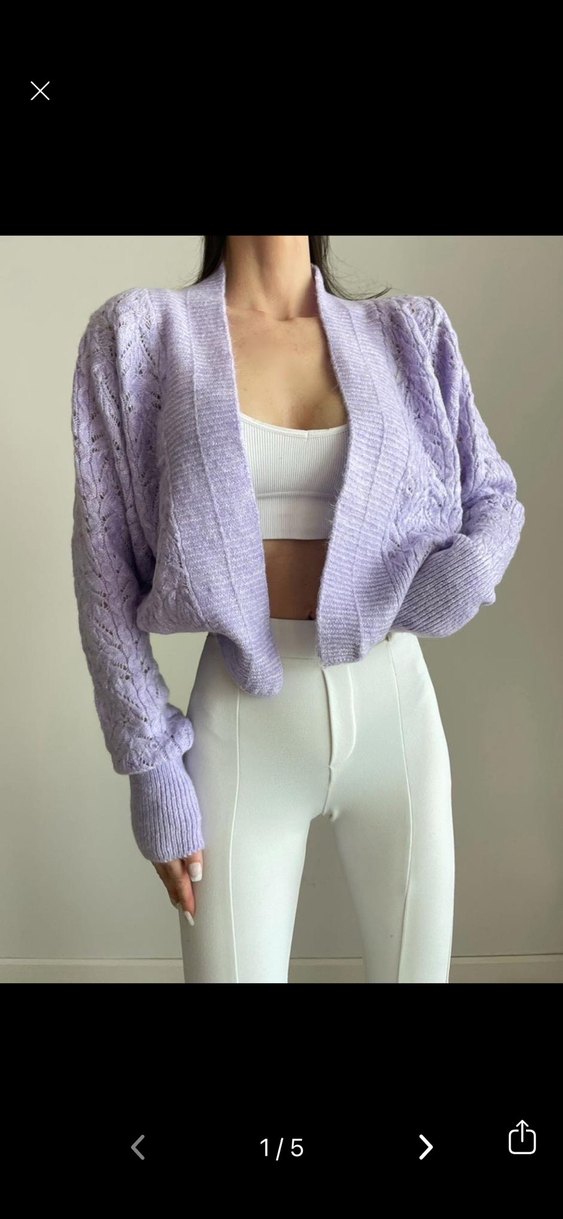 Bohem Mor Örgü Kadın Hırka - Görsel 3