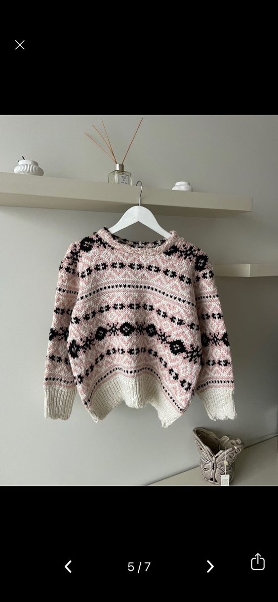 Bohem Tarz Pembe Etnik Desenli Triko Kazak - Görsel 4