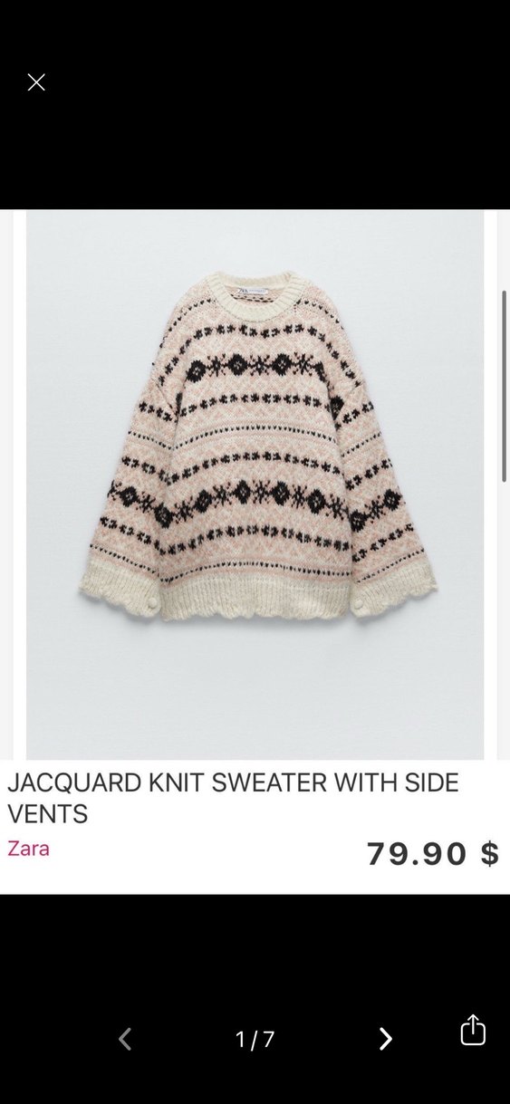 Bohem Tarz Pembe Etnik Desenli Triko Kazak - Görsel 3