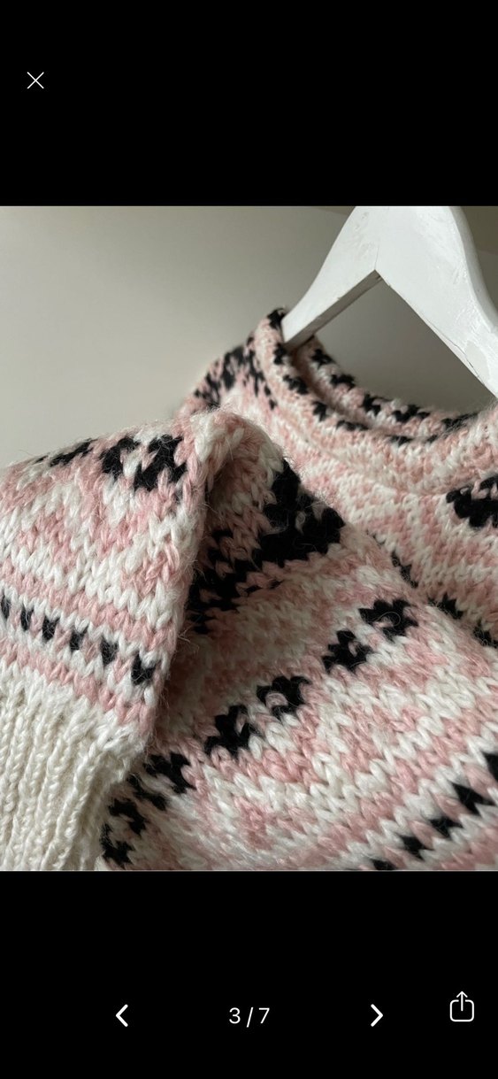 Bohem Tarz Pembe Etnik Desenli Triko Kazak - Görsel 2