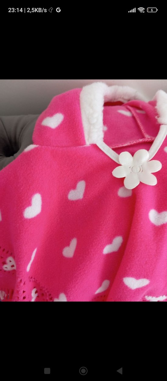 Kız Çocuk Pembe Kapüşonlu Ponço - Görsel 3