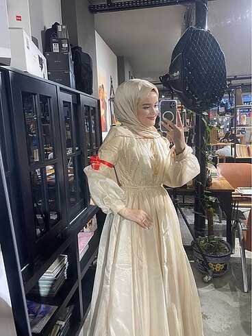 Taş Detaylı Somon Prenses Abiye