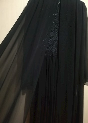 36 Beden siyah Renk Uzun Kollu Siyah Gotik İşlemeli Abiye Elbise