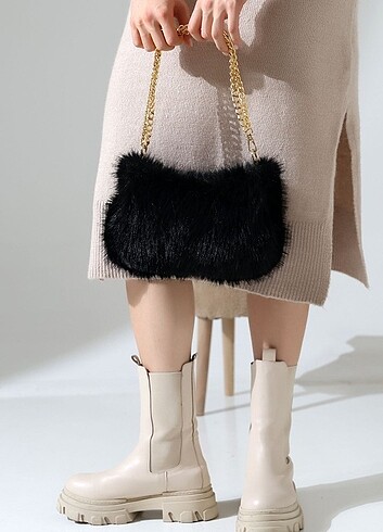 çanta bayan kürk - Görsel 5