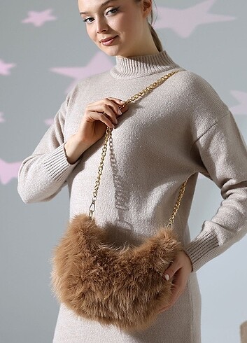 çanta bayan kürk - Görsel 6