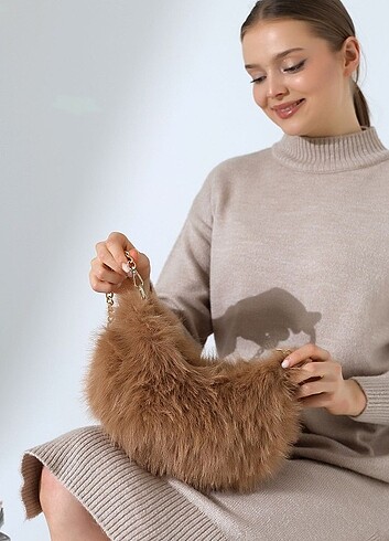 çanta bayan kürk - Görsel 7