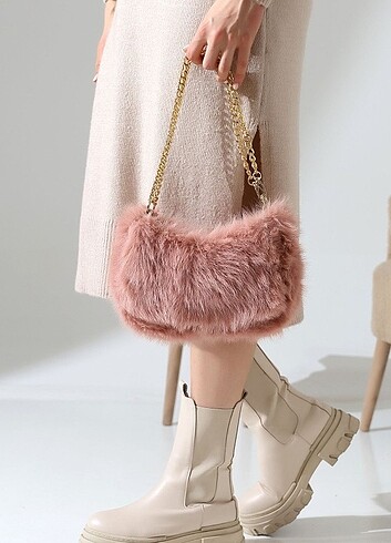 çanta bayan kürk - Görsel 9