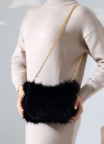 çanta bayan kürk - Görsel 13