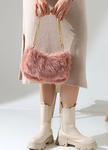 çanta bayan kürk - Görsel 16