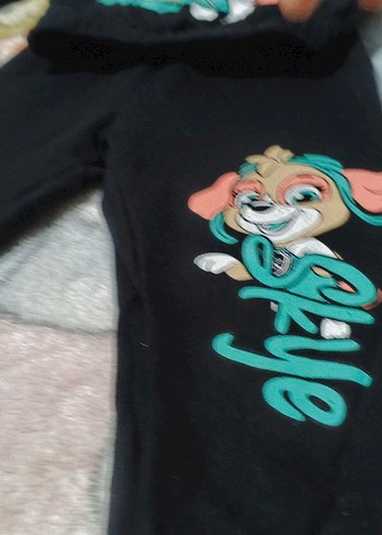 Kız Çocuk Siyah Baskılı Eşofman Takımı - Görsel 3