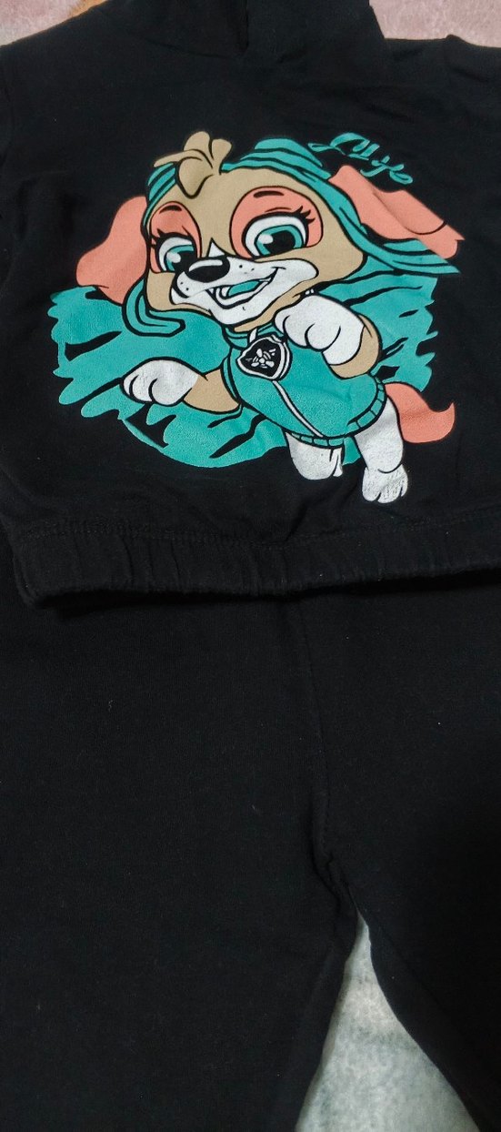 Kız Çocuk Siyah Baskılı Eşofman Takımı - Görsel 2