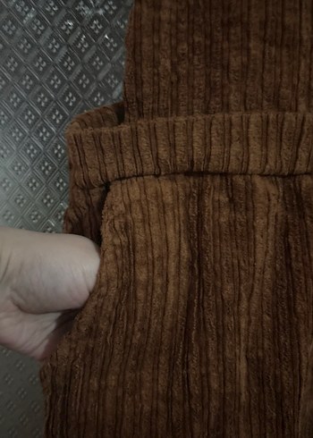 Kahverengi Süet Askılı Tulum - Görsel 5