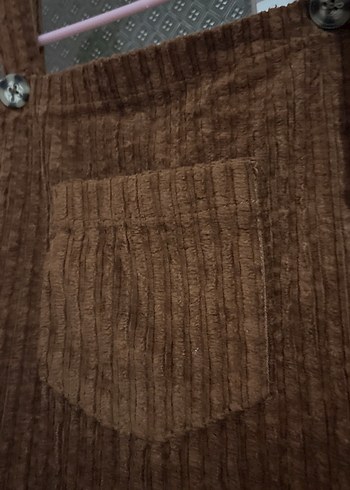 Kahverengi Süet Askılı Tulum - Görsel 2