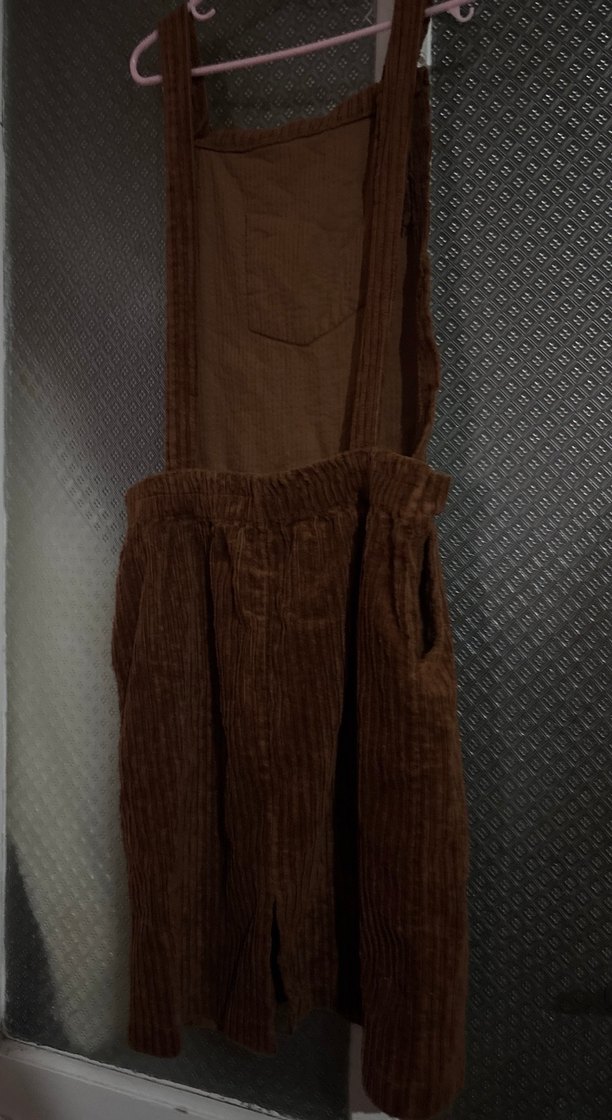 Kahverengi Süet Askılı Tulum - Görsel 3