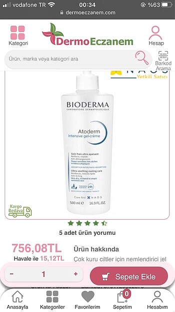 Bioderma atoderm ıntensıve gel creme