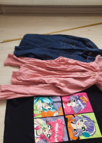 LC Waikiki Pembe Baskılı Kız Denim Gömlek