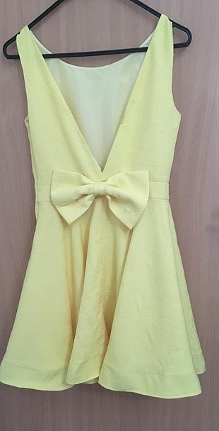 Koton Party Wear Sarı renk fiyonklu mini elbise