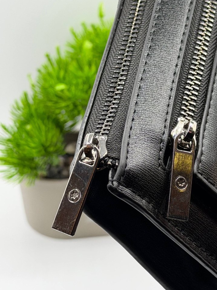 Mont Blanc Siyah Deri Clutch Çanta - Görsel 3