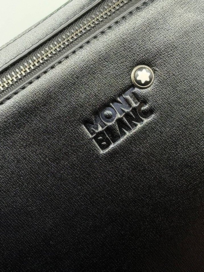 Mont Blanc Siyah Deri Clutch Çanta - Görsel 5