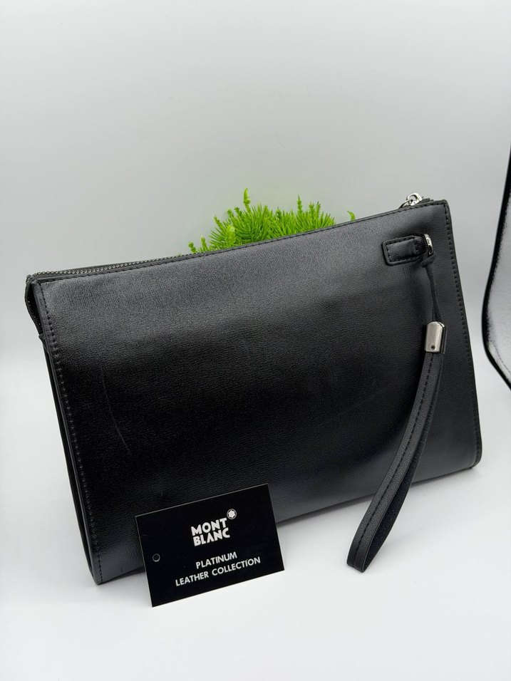 Mont Blanc Siyah Deri Clutch Çanta - Görsel 2