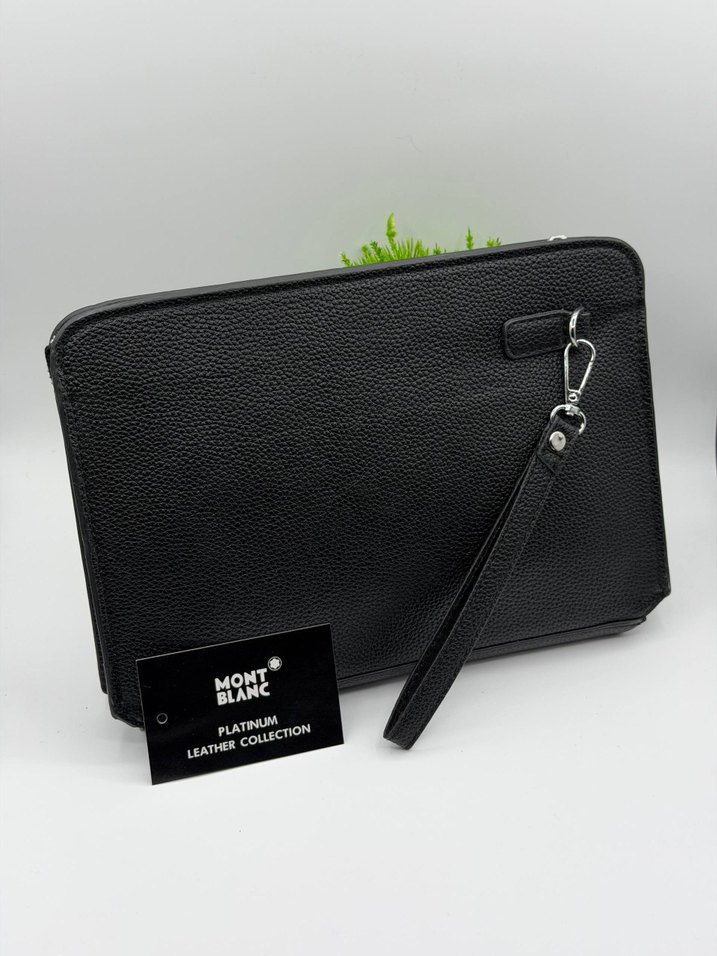 Montblanc Siyah Deri Fermuarlı  Clutch Çanta - Görsel 2