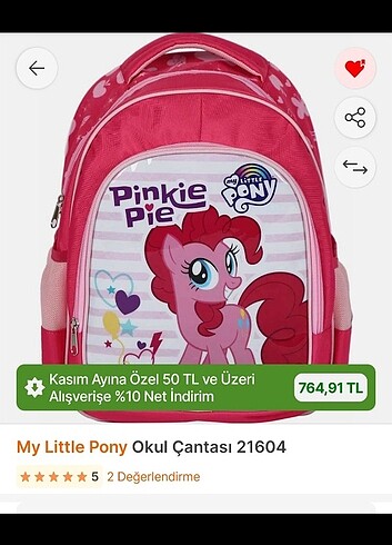 Pinkie pie sırt çantası 