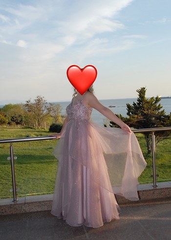Pudra Pembe Drapeli Uzun Straplez Abiye