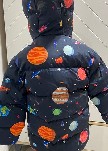 Çocuk Uzay Baskılı Fermuarlı Mont içi peluş - Görsel 4