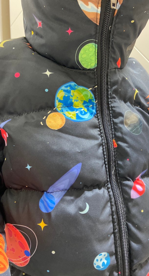 Çocuk Uzay Baskılı Fermuarlı Mont içi peluş - Görsel 2
