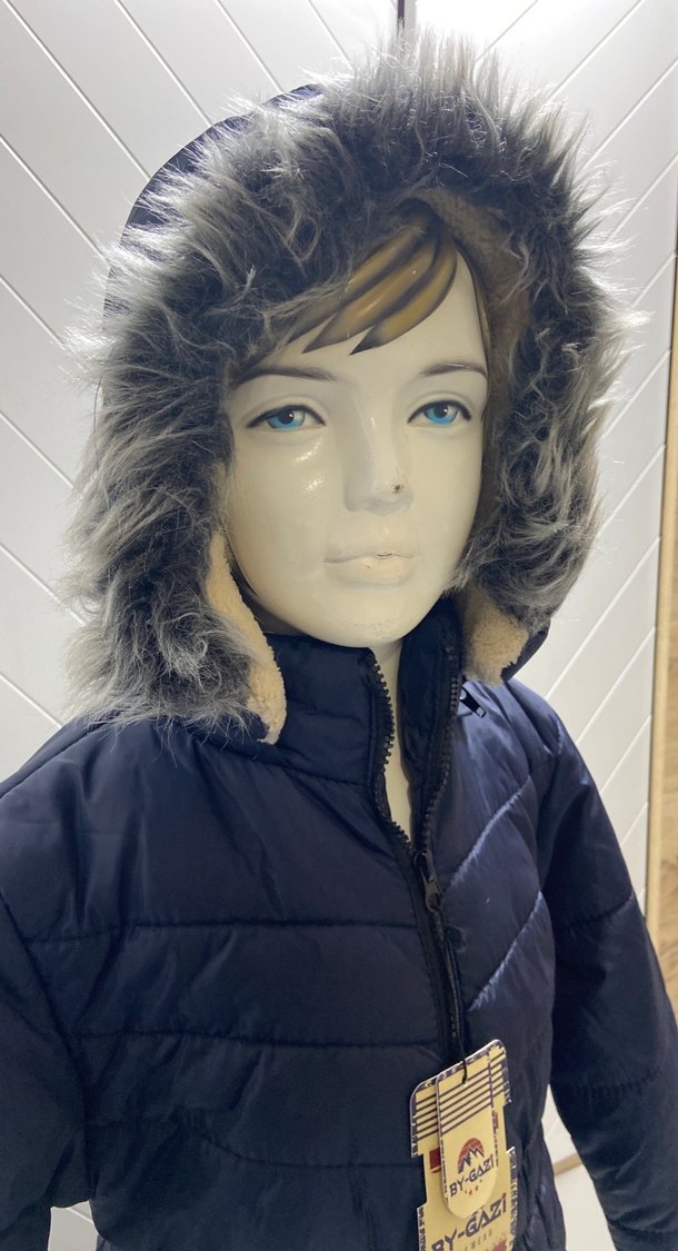 Beli büzgülü içi kürklü kız çocuk Mont - Görsel 2