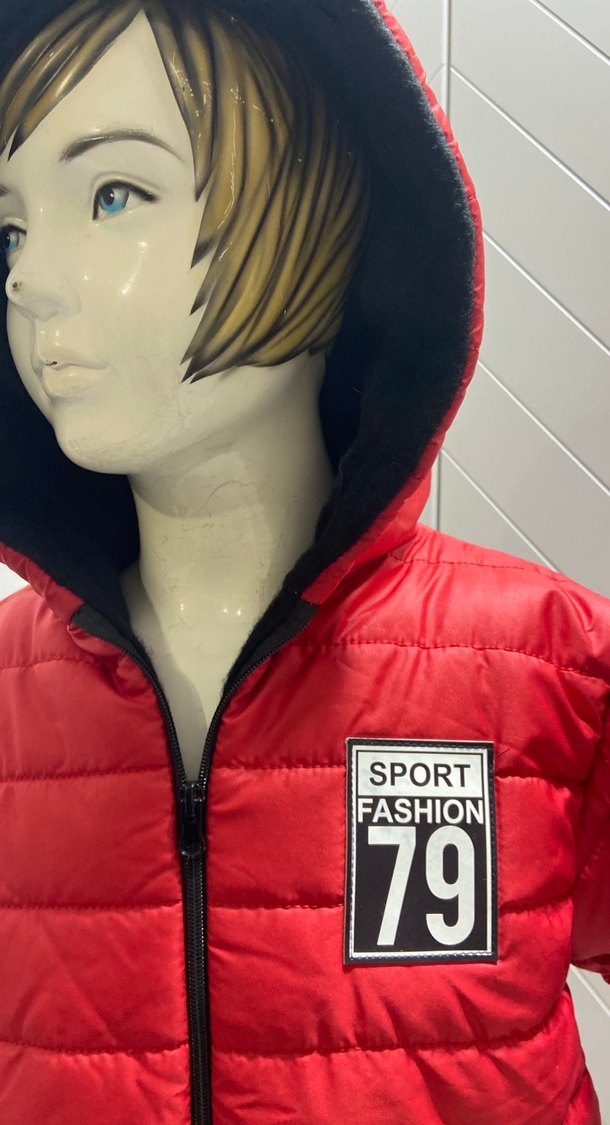 Kırmızı Fermuarlı içi polarlı Erkek Çocuk Mont - Görsel 3