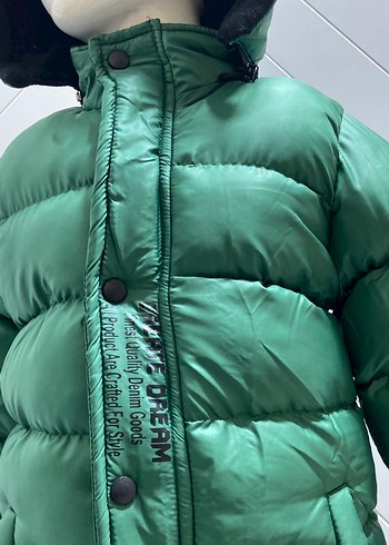 Fermuarlı Yüksek Yakalı Yeşil Erkek şişme mont - Görsel 2