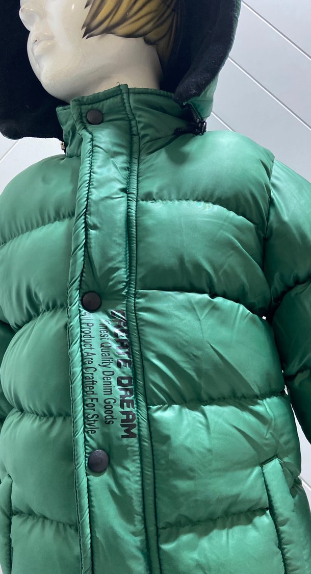 Fermuarlı Yüksek Yakalı Yeşil Erkek şişme mont - Görsel 2