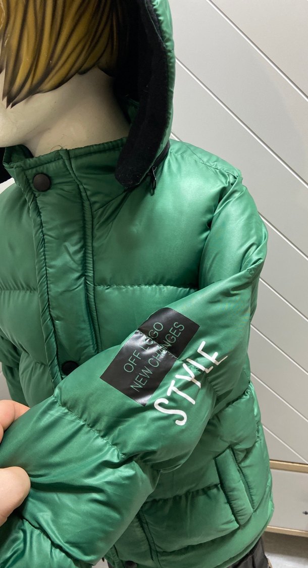 Fermuarlı Yüksek Yakalı Yeşil Erkek şişme mont - Görsel 4