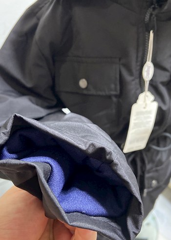 Beli büzgülü Siyah uzun Kız çocuk Mont - Görsel 4