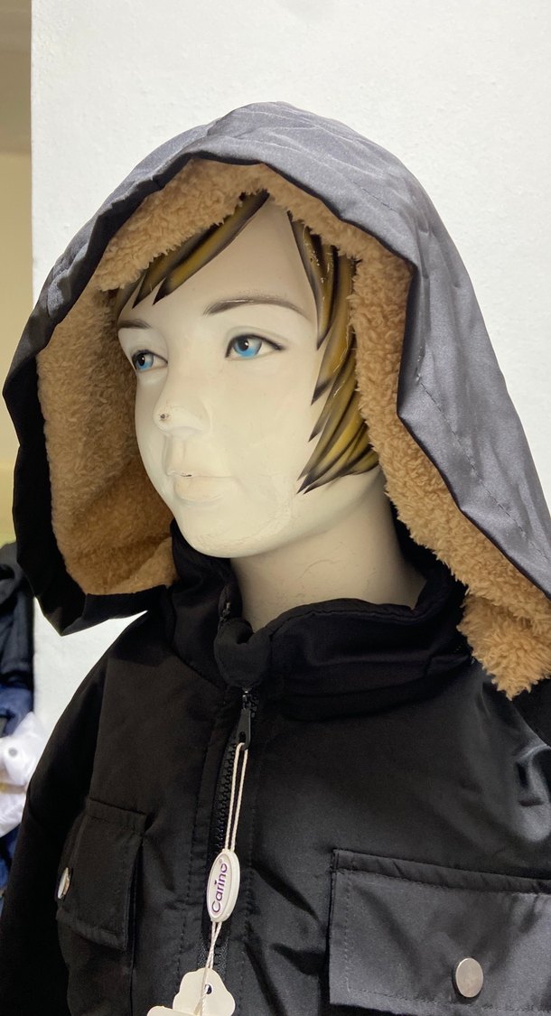 Beli büzgülü Siyah uzun Kız çocuk Mont - Görsel 3