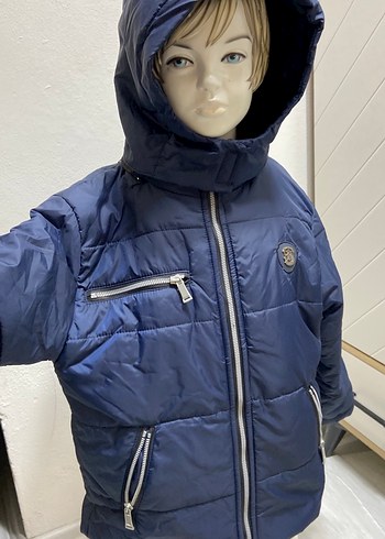 Parlak Mavi Nakışlı şişme Erkek Çocuk Montu - Görsel 2