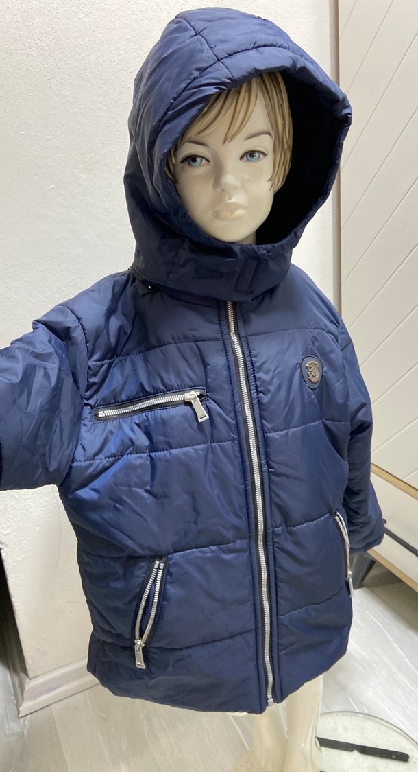 Parlak Mavi Nakışlı şişme Erkek Çocuk Montu - Görsel 2