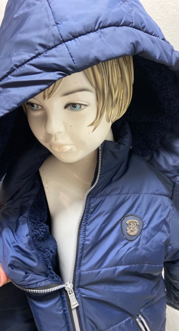 Parlak Mavi Nakışlı şişme Erkek Çocuk Montu - Görsel 4