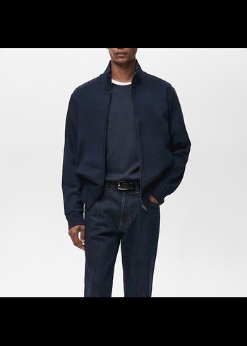 Mango Erkek Gece Mavisi Fermuarlı Sweatshirt