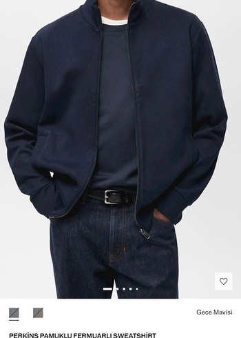 Erkek Gece Mavisi Fermuarlı Sweatshirt