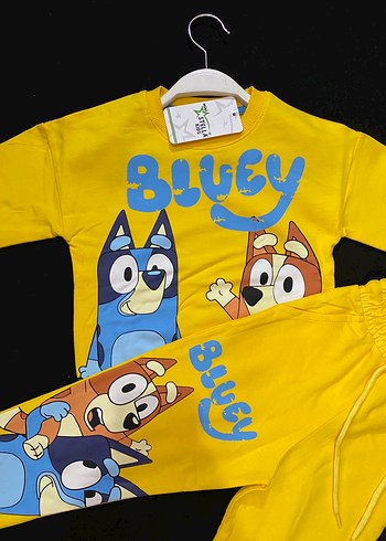 6 Yaş Beden sarı Renk Bluey Baskılı Erkek Çocuk Sarı Eşofman Takımı