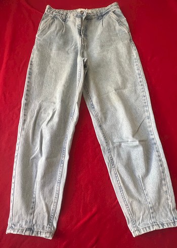 Gri Düz Kesim Kadın mom Denim Jean