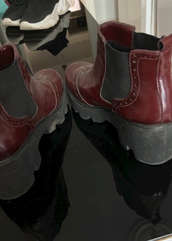 39 Beden Bordo Deri Kadın Dolgu Topuklu Bot