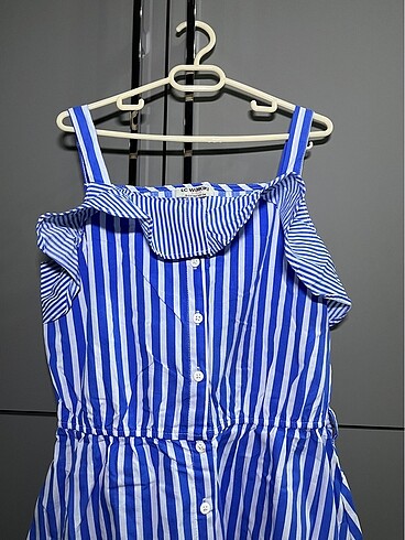 10 Yaş Beden Çizgili Poplin elbise