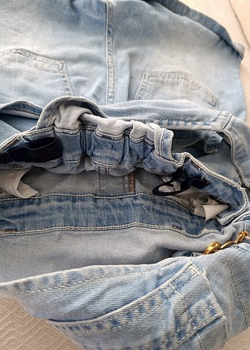 Kız Çocuk Mavi Kot Askılı Şort Tulum - Görsel 4