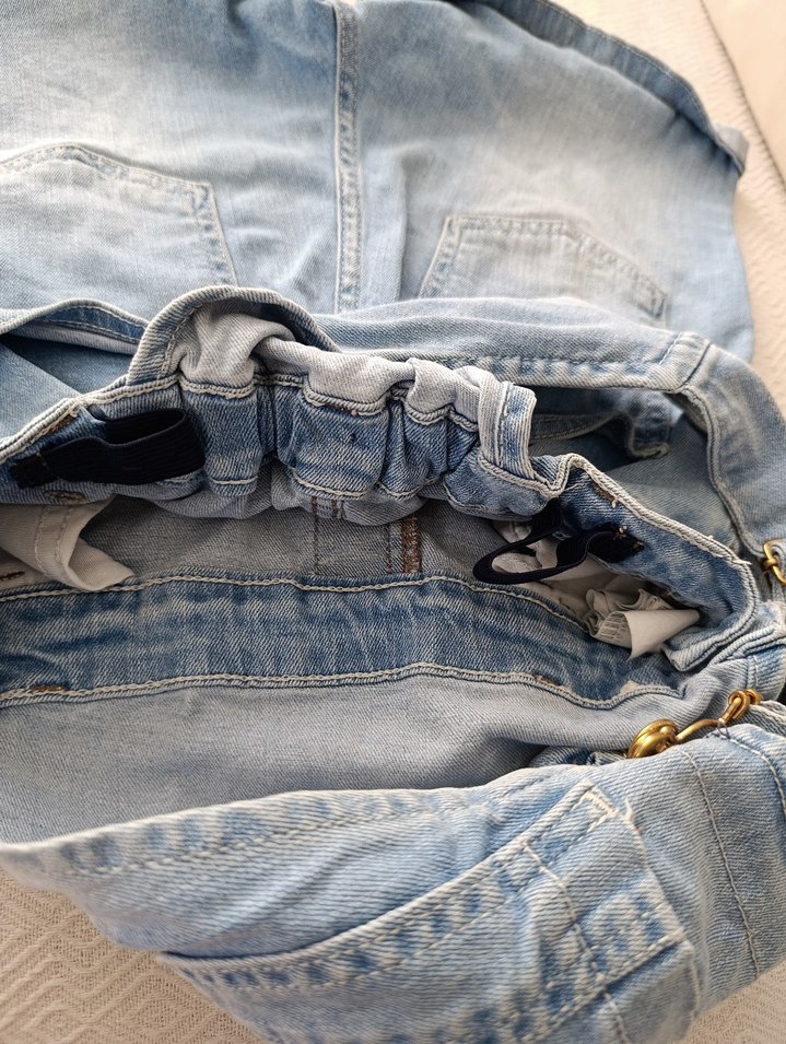 Kız Çocuk Mavi Kot Askılı Şort Tulum - Görsel 4