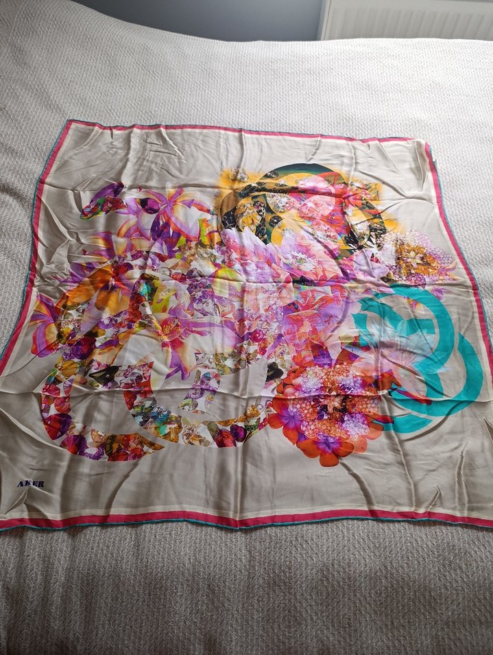 Aker Çok Renkli İpek Kadın Şal - Görsel 2