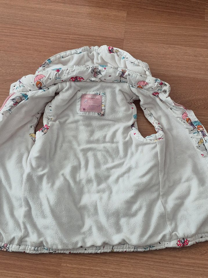 Kız Çocuk Kapüşonlu Baskılı Yelek - Görsel 5